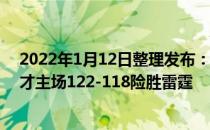 2022年1月12日整理发布：刚刚结束的一场NBA常规赛奇才主场122-118险胜雷霆