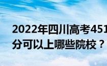 2022年四川高考451分可以报哪些大学 451分可以上哪些院校？