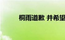 桐雨道歉 并希望此事将暂时解决