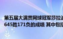 第五届大满贯网球冠军莎拉波娃宣布 她在退役生涯中取得了645胜171负的成绩 其中包括36个冠军