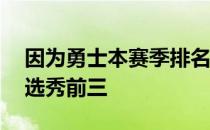 因为勇士本赛季排名最后 所以很有可能拿到选秀前三