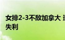 女排2-3不敌加拿大 遭遇本届世界联赛第二场失利