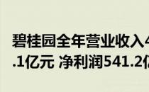 碧桂园全年营业收入4628.6亿元 毛利约1009.1亿元 净利润541.2亿元