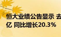 恒大业绩公告显示 去年合同销售额达7232.5亿 同比增长20.3%