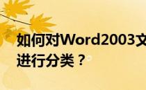 如何对Word2003文档中的附录和参考文献进行分类？