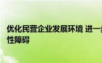 优化民营企业发展环境 进一步破除制约民营企业发展的体制性障碍