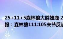 25+11+5森林狼大胜雄鹿 2021-2022NBA常规赛12.20战报：森林狼111:105末节反超力克独行侠 