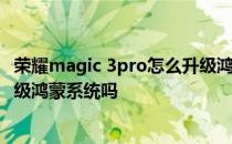 荣耀magic 3pro怎么升级鸿蒙系统 荣耀magic3pro可以升级鸿蒙系统吗 