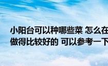 小阳台可以种哪些菜 怎么在家中阳台种菜呢 有哪些地方是做得比较好的 可以参考一下 