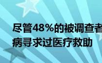 尽管48%的被调查者表示他们从未因汽车疾病寻求过医疗救助