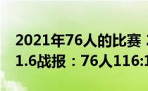 2021年76人的比赛 2021-2022NBA常规赛1.6战报：76人116:106客胜魔术 