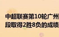 中超联赛第10轮广州队1-0击败河北队第一阶段取得2胜8负的成绩