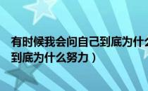 有时候我会问自己到底为什么努力歌名（有时候我会问自己到底为什么努力）