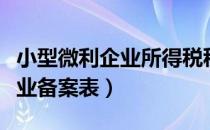 小型微利企业所得税税率是多少（小型微利企业备案表）