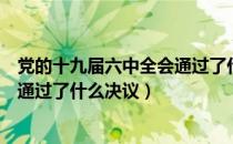 党的十九届六中全会通过了什么议案（党的十九届六中全会通过了什么决议）