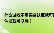 什么游戏不用实名认证就可以玩?2022（什么游戏不用实名认证就可以玩）