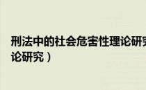 刑法中的社会危害性理论研究（关于刑法中的社会危害性理论研究）