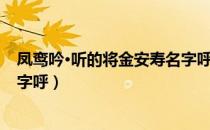 凤鸾吟·听的将金安寿名字呼（关于凤鸾吟·听的将金安寿名字呼）