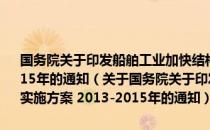 国务院关于印发船舶工业加快结构调整促进转型升级实施方案 2013-2015年的通知（关于国务院关于印发船舶工业加快结构调整促进转型升级实施方案 2013-2015年的通知）