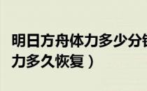 明日方舟体力多少分钟恢复一点（明日方舟体力多久恢复）