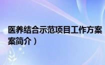 医养结合示范项目工作方案（关于医养结合示范项目工作方案简介）