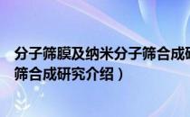 分子筛膜及纳米分子筛合成研究（关于分子筛膜及纳米分子筛合成研究介绍）