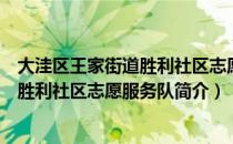 大洼区王家街道胜利社区志愿服务队（关于大洼区王家街道胜利社区志愿服务队简介）