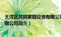 大湾区共同家园投资有限公司（关于大湾区共同家园投资有限公司简介）