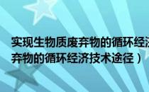 实现生物质废弃物的循环经济技术途径（关于实现生物质废弃物的循环经济技术途径）