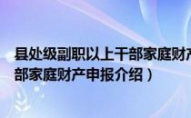 县处级副职以上干部家庭财产申报（关于县处级副职以上干部家庭财产申报介绍）