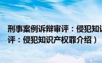 刑事案例诉辩审评：侵犯知识产权罪（关于刑事案例诉辩审评：侵犯知识产权罪介绍）