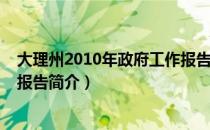 大理州2010年政府工作报告（关于大理州2010年政府工作报告简介）