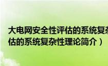 大电网安全性评估的系统复杂性理论（关于大电网安全性评估的系统复杂性理论简介）