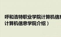 呼和浩特职业学院计算机信息学院（关于呼和浩特职业学院计算机信息学院介绍）