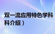 双一流应用特色学科（关于双一流应用特色学科介绍）