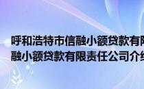 呼和浩特市信融小额贷款有限责任公司（关于呼和浩特市信融小额贷款有限责任公司介绍）