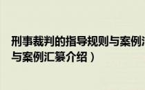 刑事裁判的指导规则与案例汇纂（关于刑事裁判的指导规则与案例汇纂介绍）