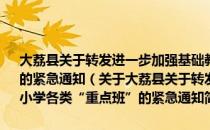 大荔县关于转发进一步加强基础教育办学管理取缔中小学各类“重点班”的紧急通知（关于大荔县关于转发进一步加强基础教育办学管理取缔中小学各类“重点班”的紧急通知简介）