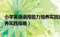 小学英语语用能力培养实践操略（关于小学英语语用能力培养实践操略）