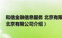 和信金融信息服务 北京有限公司（关于和信金融信息服务 北京有限公司介绍）