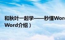 和秋叶一起学——秒懂Word（关于和秋叶一起学——秒懂Word介绍）