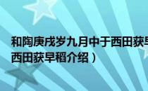 和陶庚戌岁九月中于西田获早稻（关于和陶庚戌岁九月中于西田获早稻介绍）