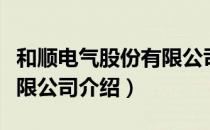 和顺电气股份有限公司（关于和顺电气股份有限公司介绍）