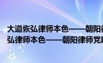 大道恢弘律师本色——朝阳律师党建工作样本（关于大道恢弘律师本色——朝阳律师党建工作样本简介）