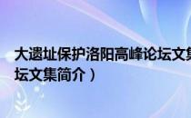 大遗址保护洛阳高峰论坛文集（关于大遗址保护洛阳高峰论坛文集简介）