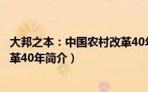 大邦之本：中国农村改革40年（关于大邦之本：中国农村改革40年简介）