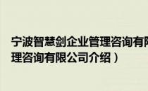 宁波智慧剑企业管理咨询有限公司（关于宁波智慧剑企业管理咨询有限公司介绍）