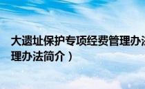 大遗址保护专项经费管理办法（关于大遗址保护专项经费管理办法简介）