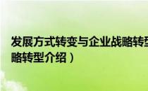 发展方式转变与企业战略转型（关于发展方式转变与企业战略转型介绍）