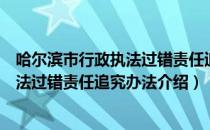 哈尔滨市行政执法过错责任追究办法（关于哈尔滨市行政执法过错责任追究办法介绍）